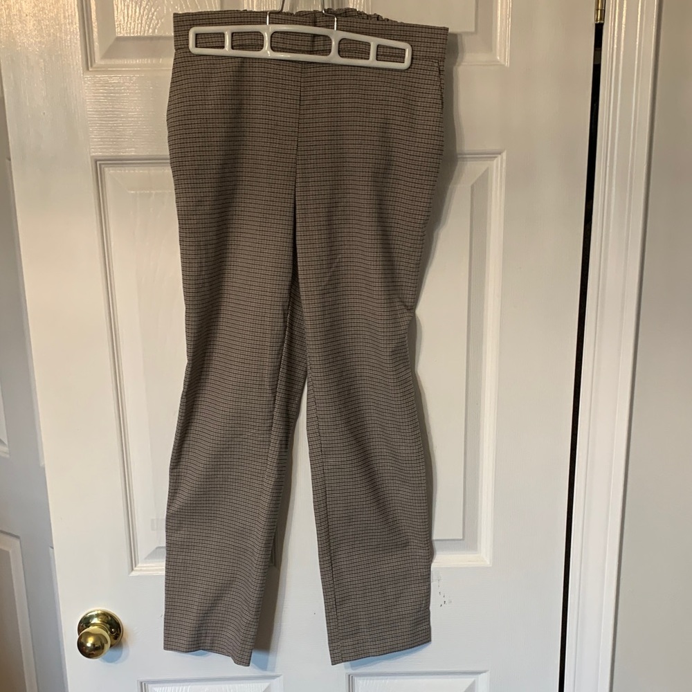 Women’s Size US2 Classic Straight-Leg Dress Pants in Brown Houndstooth